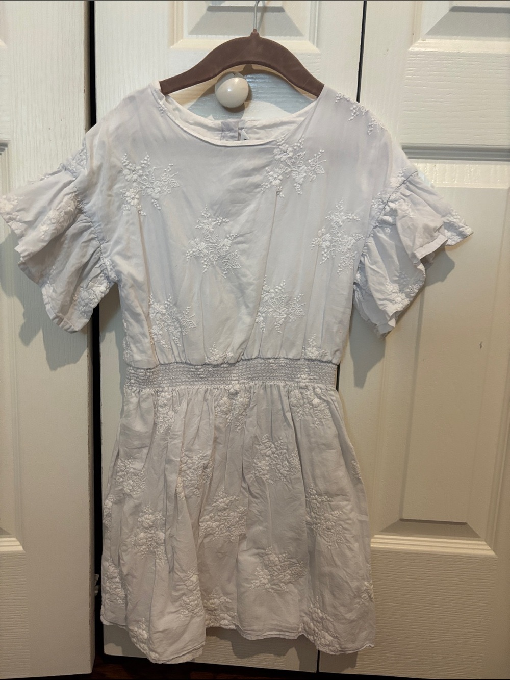 Janie and Jack White Embroidered Ruffle Sleeve Dress
